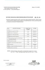 Wyniki badania mikrobiologicznego wykonanego przez Laboratorium Mikrobiologiczne przy WILBO Spółka Akcyjna w Gdyni